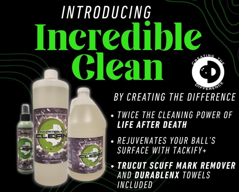 Creating the Difference Incredible Clean Kit | Bowling Ball Cleaner and Life Extender | Strongest Formula Available | Includes 8 oz Bottle Plus a Trucut Scuff Mark Remover & 10 DurablenX Towels - Image 4